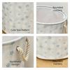 Cotton Linen Dirty Clothes Basket Cute Round Shape Foldable Laundry Basket Large Capacity with Handle Toys Storage Basket