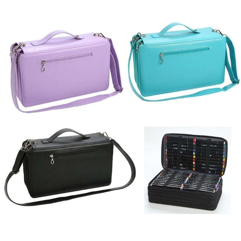 Большой органайзер-переноска для маркеров, сумка для хранения 120 маркеров с плечевым ремнем для кистей, ручек, художественных принадлежностей