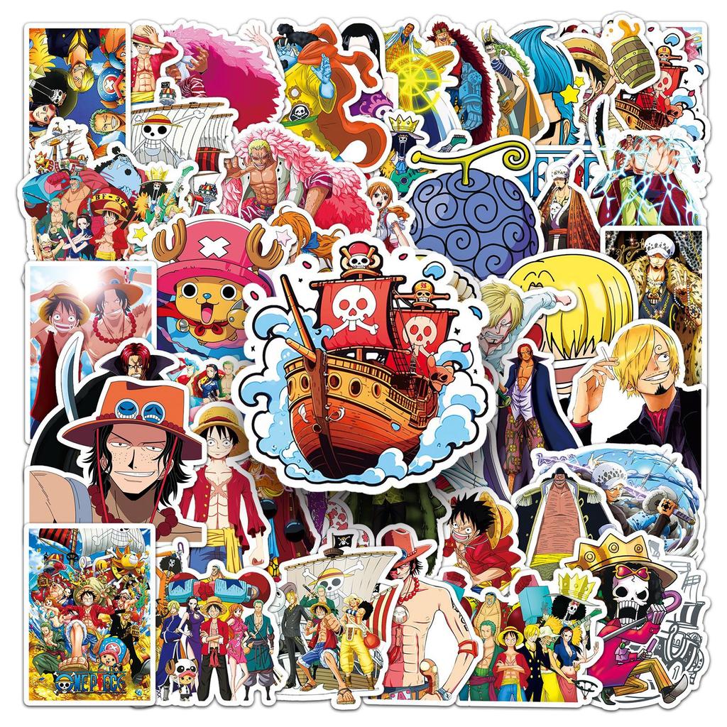 50 Pcs One Piece Anime Stickers Waterproof Cartoon Characters Decals For Phone Laptop Water Bottle Decoration Anime Fans
