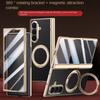 Для Samsung Galaxy Z Fold 7 Кожаный 360° Поворотный Держатель Магнитное Закаленное Стекло Передняя Пленка Противоударный Чехол для Телефона с Поддержкой Отпечатков Пальцев