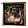 Gothic Style Wall Decor Faux Pearl Art Kit, 3D Dark Evil Pumpkin Painting Creative Holiday Presents for Craft Lovers Spooky Castle Halloween