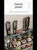 Punch-Free Wall-Mounted Kitchen Storage Rack: Seasonings, Chopsticks, and Knife Holder.