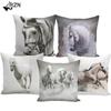 Throw Pillow Case 45x45 Animal Print War White Horse Cushion Cover Sets for Chair Sofa Decorative Home Farmhouse Decor