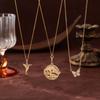 Simple Butterfly Bird Open And Close Round Album Pendant Gold Titanium Steel Necklace Electroplated Copper 18K Real Gold