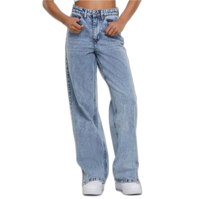 Jeans Femme - Urban Classics - Fente Large - Taille Haute - Coupe Droite - Denim Robuste