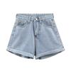 Classic and Minimalist Fashion Versatile High Waist Female High Waist Summer Loose Thin Big Yards Rolled Edge Casual Sub Denim Shorts Individuality