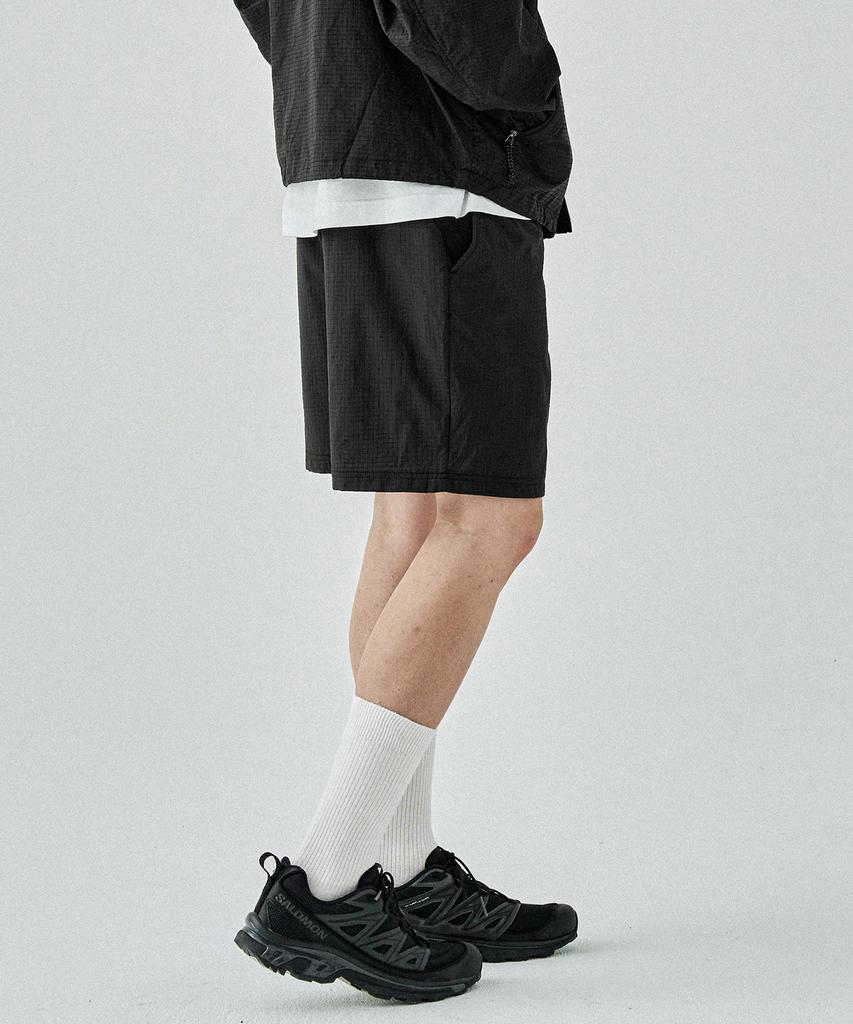 COSTUME O’CLOCK Lightcell Ripstop Elastic Waist Wide Nylon Pants Shorts Black Coospt239Black