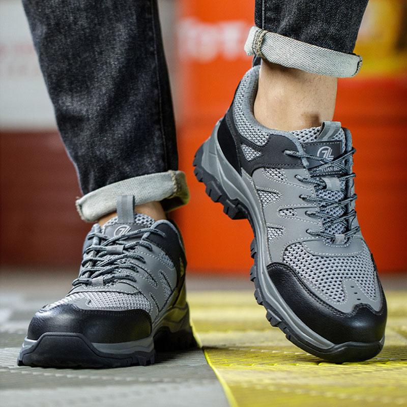 Oulylan Steel Toe Anti Puncture Safety Boots Summer Mesh Breathable Protective Shoes Men 6Kv Insulation Anti Smash Work Footwear
