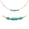 [R5823] - Gold Plated Necklace 'Mineralia' Golden Green (jasper) - 45cm 5mm