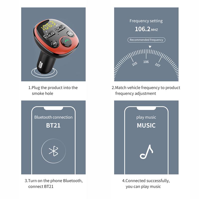 FM Radio Transmitter Car Bluetooth MP3 Player Handsfree Car Kit Dual USB Charger TF U Disk Music Player Car Accessorie