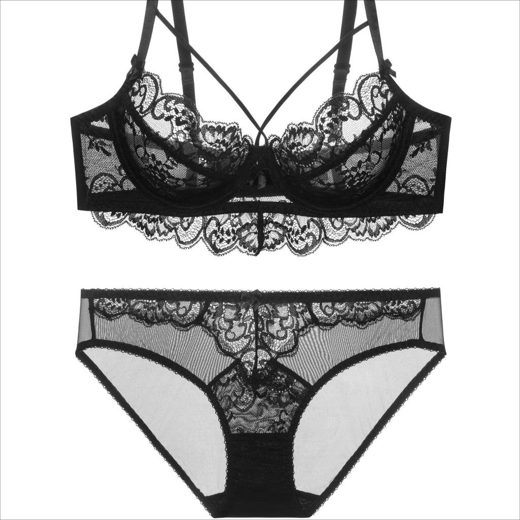 French Women's Sexy Bra Lace Bow Contrast Color Beautiful Breasts Big Breasts Small Thin Underwear Set