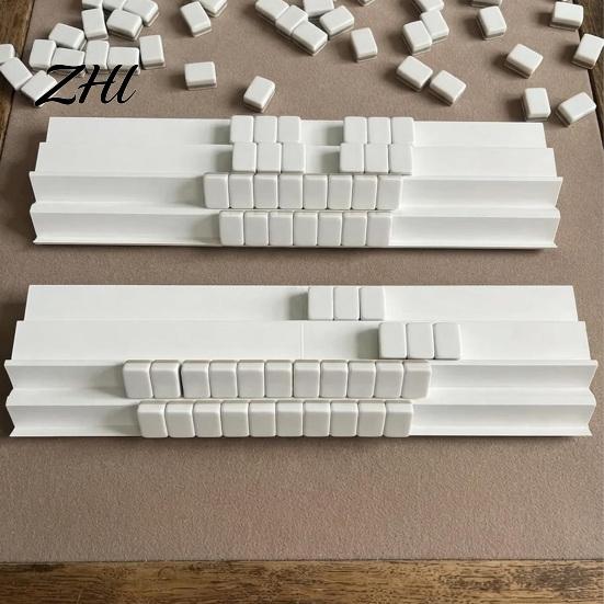 Plastic Mahjong Racks 1/2/4Pcs Folding Double Rack, 2 Player Tile Holder Portable Game Accessories for Up to 1.5 Inches Tiles, Accessory Foldable