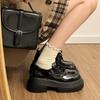Черные туфли на платформе из кожи женские, новая весна 2025 года, универсальные, на шнуровке, с круглым носком, в ретро-британском стиле, увеличивающие высоту, туфли jk single