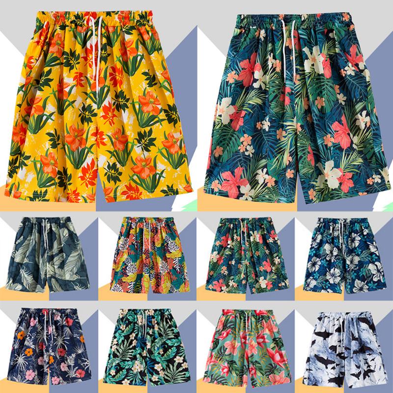 Hawaiian Summer Men Quick-drying Beachwear Plus Size Swimsuit Shorts Male Fashion Casual Loose Hawaii Printing Surf Board Shorts