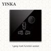 YINKA закаленное стекло 1/2/3/4 Gang 1/2 Way On/Off настенный выключатель светодиодный индикатор FR стандарт ЕС универсальная домашняя розетка