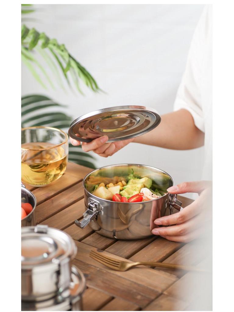 Набор корейских ланч-боксов бенто из нержавеющей стали 304 с защитой от протекания - 3 контейнера для сохранения свежести