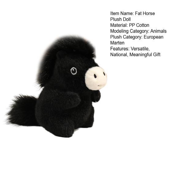 Horse Plush Doll Fat Mini Stuffed Animal Toy Cute Horse Plushie Soft Realistic Horse Ornament Kids Birthday Gifts
