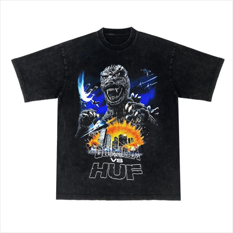 Ultraman, Monster, Godzilla Godzilla American Small Neckline Anime Cotton Short Sleeve Tt-Shirt Men and Women
