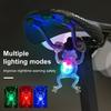 Bicycle Frog Tail Light IPX6 Waterproof Modes Adjustable MTB Road Mountain Bike LED Taillight Night Riding Red Colorful Bike Warning Rear Lamp