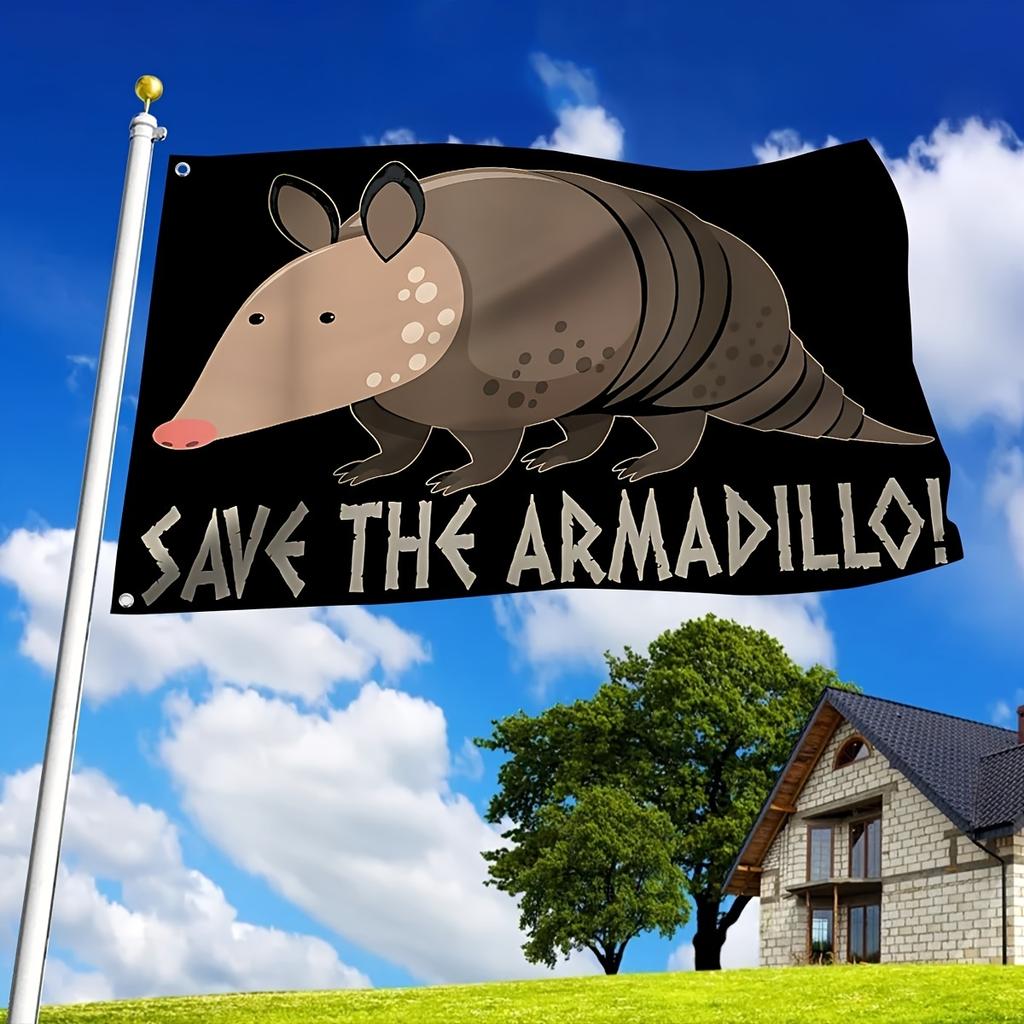 1pc Multi-Size Optional Rescue Armadillo Flag, Polyester 2 Metal Buttonholes, Stitched Edges, Winter Decoration, Winter Gift