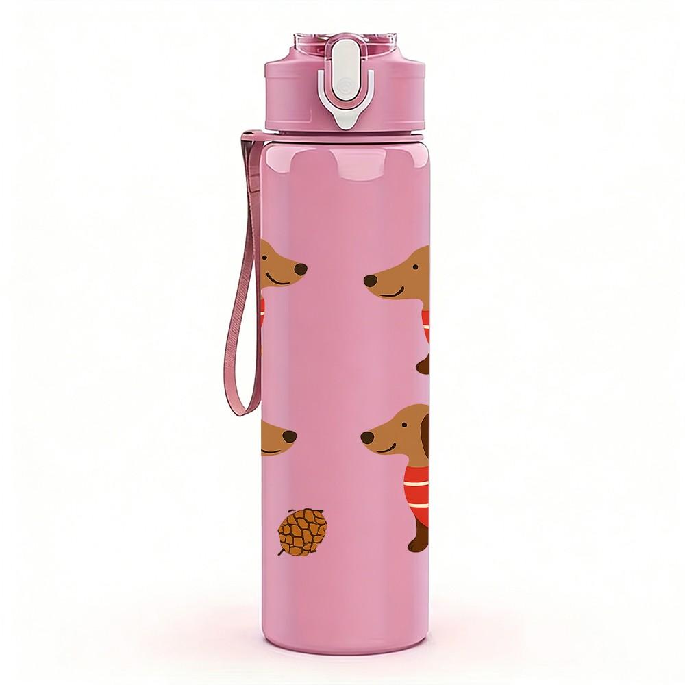1PC Four Dachshund Sweater Costume 750ml Color Plastic Sports Water Bottle Leakproof Flip Straw Lid Suitable for Sports Office Home Use