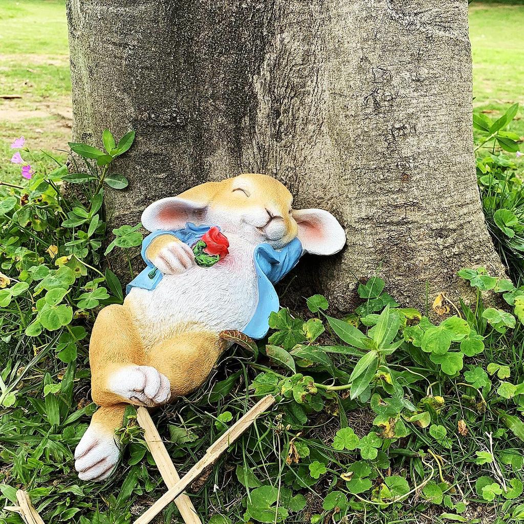 IRonrain Садовая статуя Фэнтези Кролик Уличный декор для Дня благодарения Фигурка животного Сад Двор Газон Внутренняя скульптура Рождественская статуя Декор