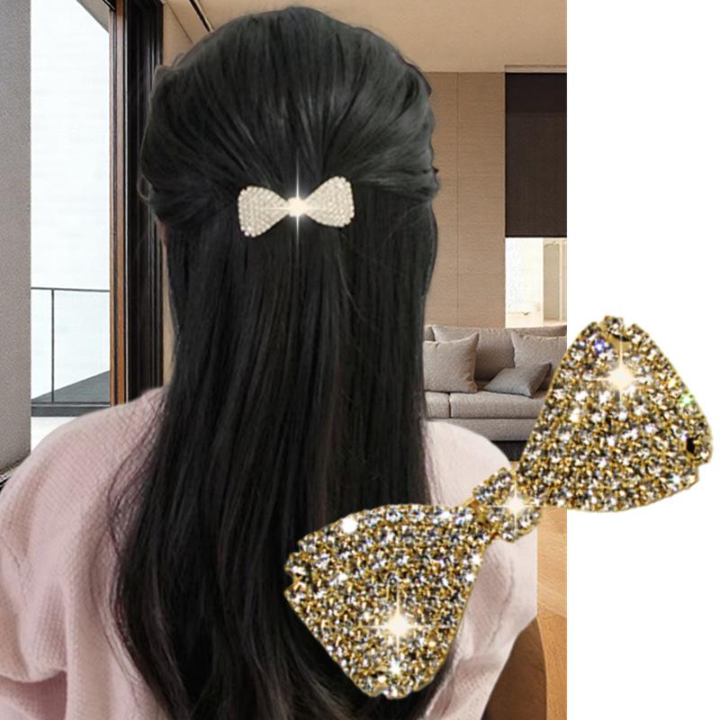 Korean Style Rhinestone Bow Hair Clip Claw Chain Accessories