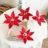 25cm Diameter Flowers Christmas Plush Flowers Red White Decoration