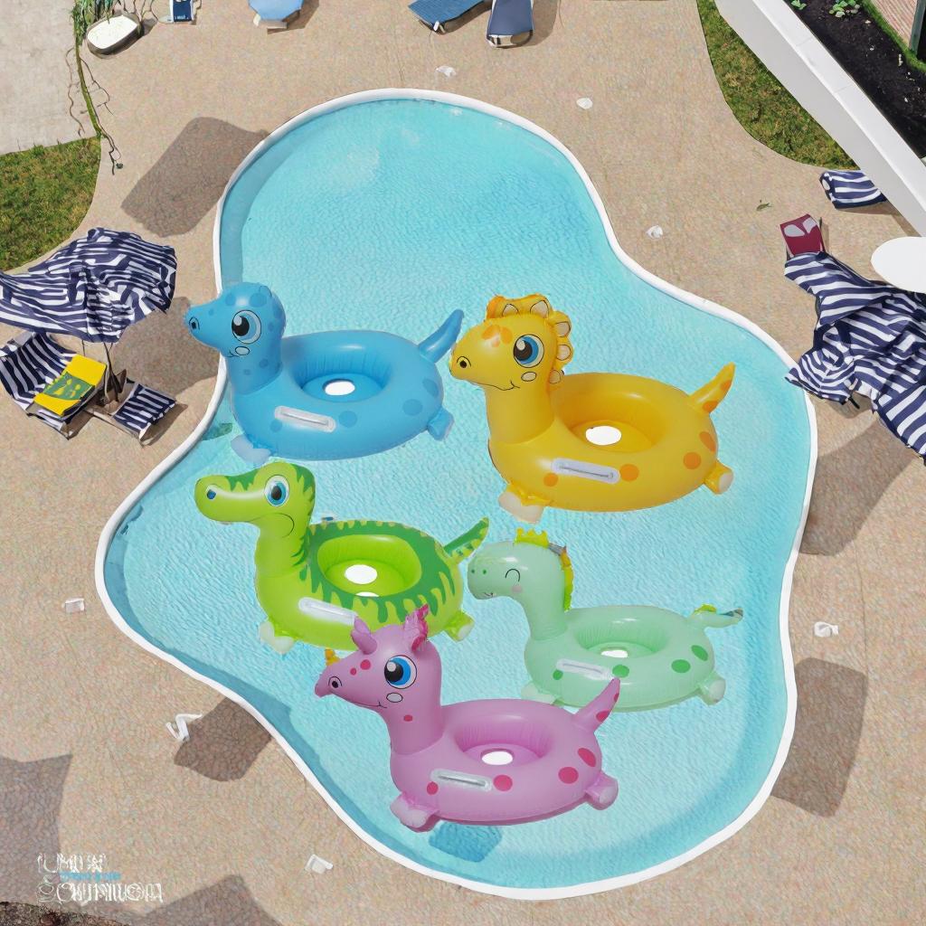 Multicolor PVC Inflatable Dinosaur Swim Seat Ring Portable and Foldable Safety Pool Float for Kids for Water Sports