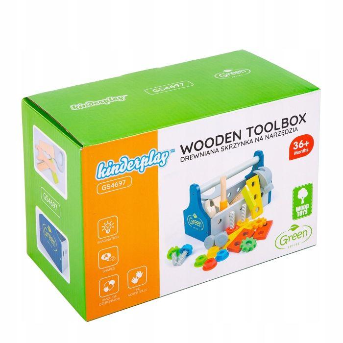 Kinderplay Green Series Coffret D'outils En Bois Pour Enfant - 22 Pièces Avec Boîte (GS4697)