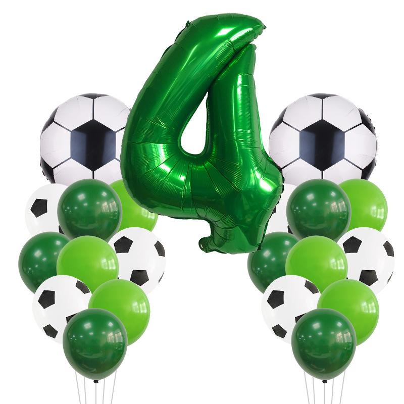 Green Yin Football Series Latex Balloon Digital Aluminum Film Set Baby Birthday Party Decoration Scene Arrangement