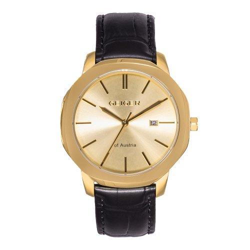Geiger Мужские классические кожаные часы GEIGER GE1263GDBK_M
