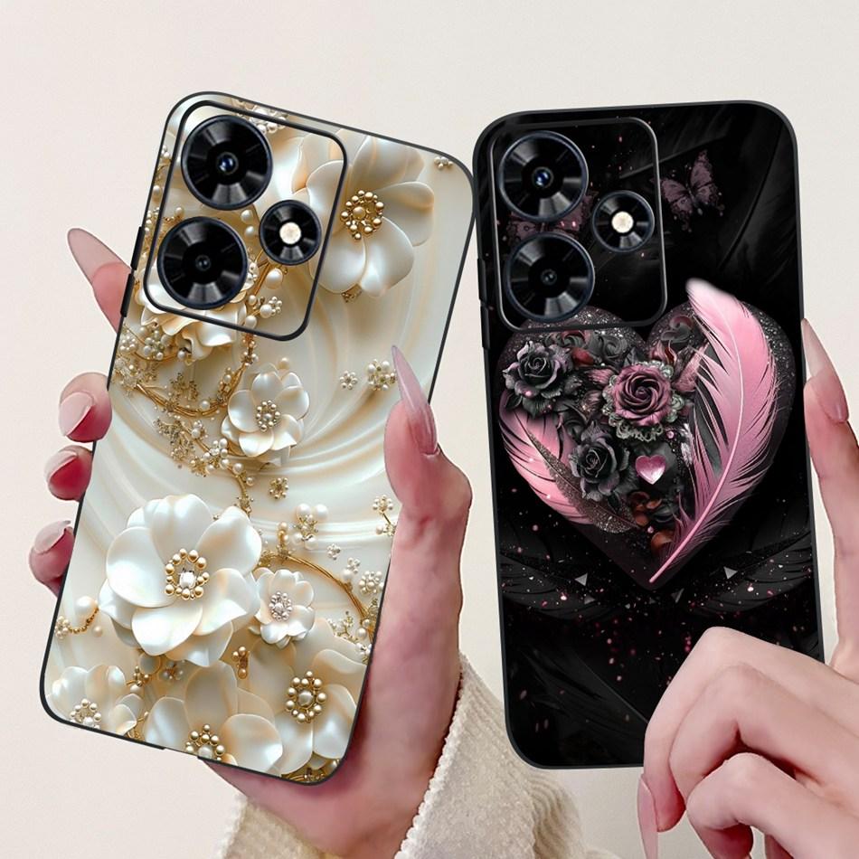 Для Infinix Hot 30 Play 30i Hot30 4G Элегантный Цветочный Кот Чехол для Телефона Для Infinix Hot 30 30Play Hot30i Черный Силиконовый Мягкий Чехол