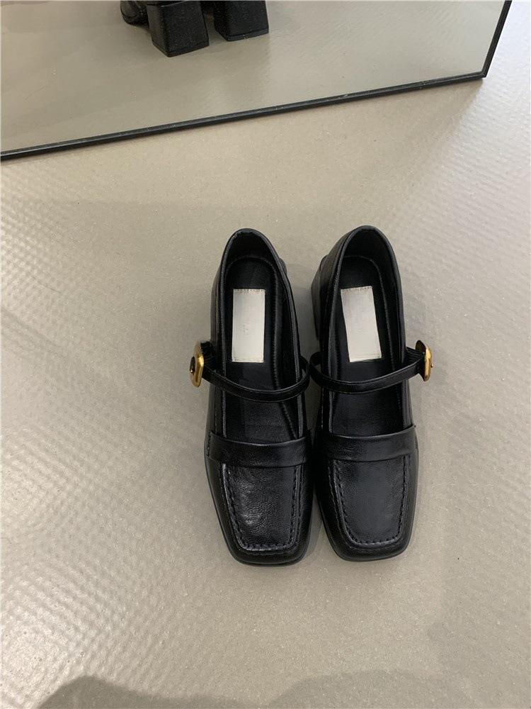 Vintage Mary Jane Shoes Women's Autumn 2024 French Temperament Elegant with Skirt Square Head Light Mouth Thick Heel Commuter Shoes