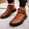 Men Footwear Boots Tan Color Non Leather Velcro Type Closure Slip On Comfortable Winter Season Ankle Footwear Elastic Band Black Sole CH103