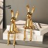 Sitting Rabbit Figurine Long Ears Bunny Resin Statue Sculpture Home Office Bookshelf Desktop Animal Decoration Ornament