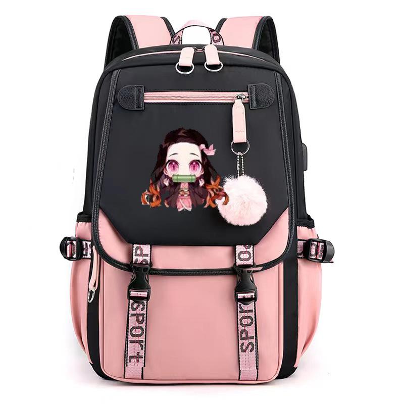 Japan cartoon comics Demon Slayer Large Capacity Backpack for Teenagers and Students USB Interface Laptop Bag 0007 KTB