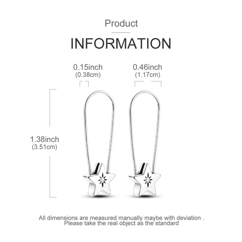 925 Sterling Silver Earrings Women Sparkling Stars Pin Hoop Earring For Anniversary Wedding Jewelry Gifts