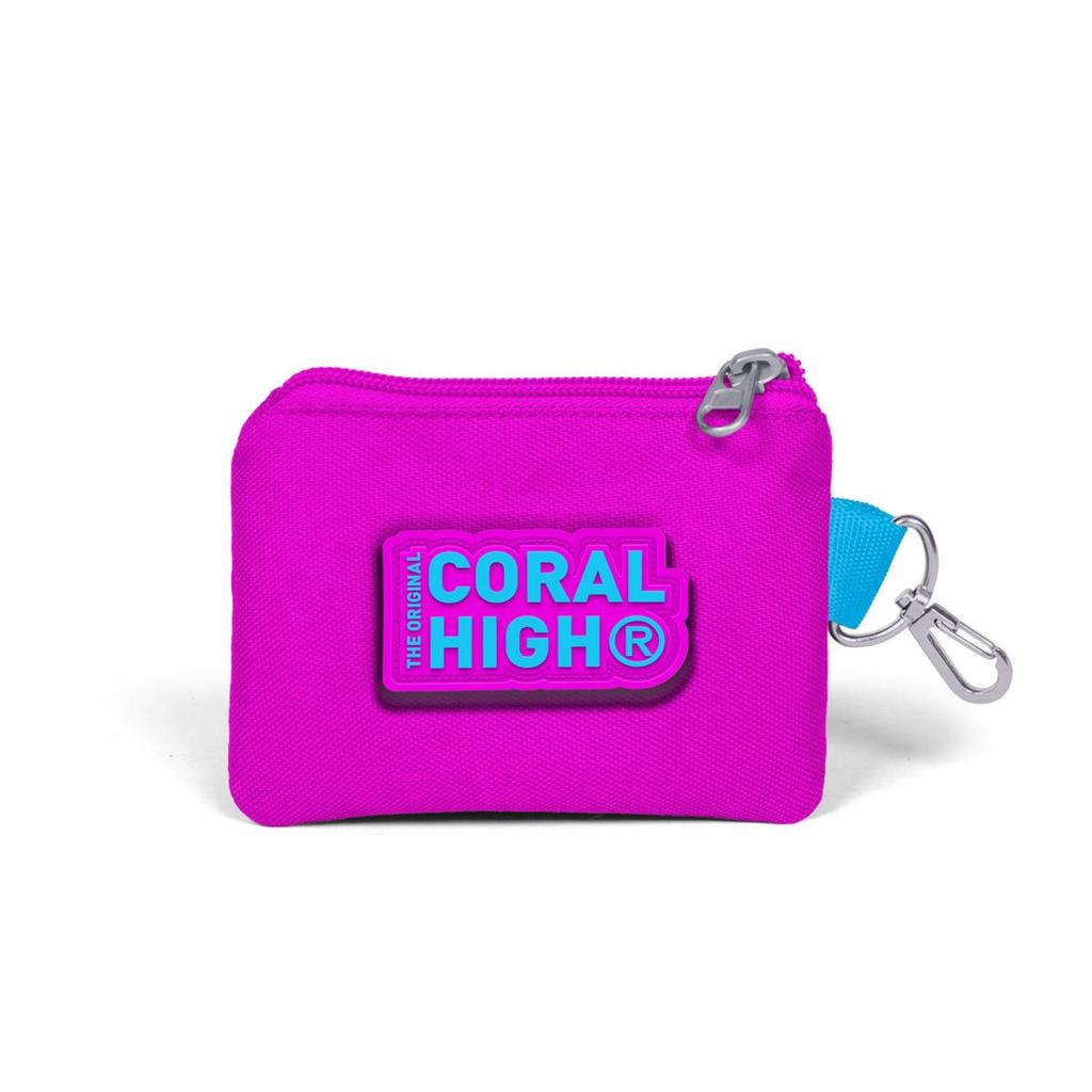 coral high Kids Pink Silver Unicorn Patterned Coin Purse 21758