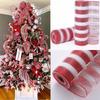 10Yard Christmas Red White Metallic Mesh Ribbon Xmas Tree Candy Cane Decoration Ornament DIY Wreath Bow Party New Year Gifts 7