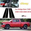 4Pcs Gloss Black Car Door Window Trim Pillar Posts Decorative Cover Trim For Dodge Ram 1500 2500 3500 2009-2018 Auto Stickers