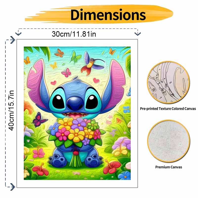 Disney Стич Цветок Цифровая Масляная Живопись DIY Ручная Раскраска Арт Декор Дома, Красивое Мультяшное Настенное Искусство Раскраска По Номерам