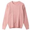 Autumn And Winter Twist Sweater Versatile Light Mature Style Solid Color Knitted Sweater Round Neck Pullover Lazy Loose Women'S Clothing