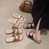Sandals For Women In Summer Wear Korean Retro Slippers Flat Roman Beach Shoes