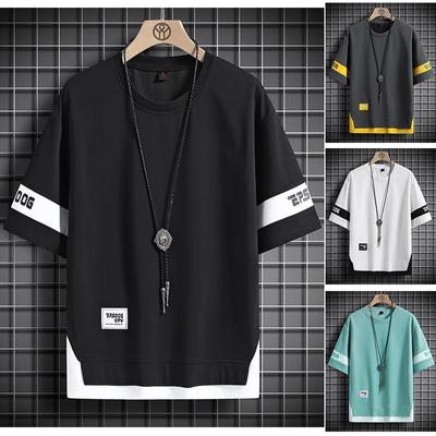 Летняя футболка с короткими рукавами Harajuku Korea Fashion White Black, уличная одежда, хип-хоп, свободная футболка, мужские футболки, футболка, одежда