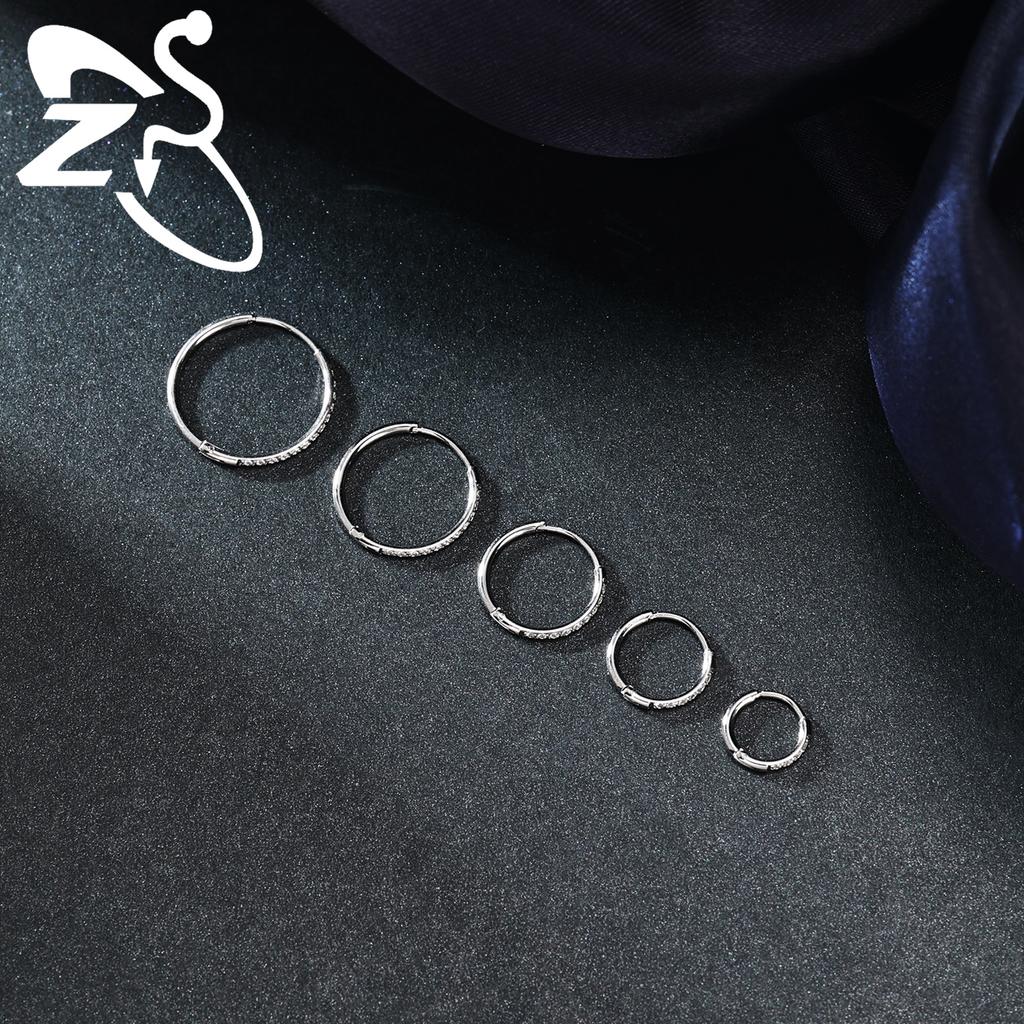 ZS 1 шт. 20G Серьга-кольцо из нержавеющей стали 6/8/10/12 мм Круглые серьги-гвоздики Кристалл CZ Пирсинг носа Хеликс Хрящ Циркон