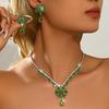 Womens Tulip Floral Zircon Necklace Earring Set Copper Plated 2026 Sweet Princess Style Jewelry