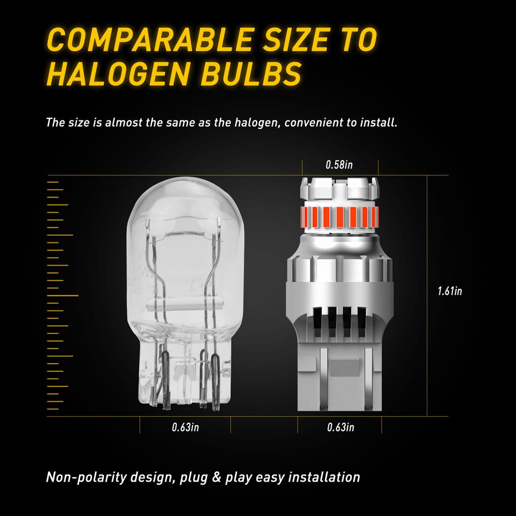 AUXITO 2Pcs T20 7443 LED Tail Bulbs Red W21/5W 7440 W21W LED DRL Brake Light Reverse Backup Lamps 6500K White Super Bright 12V