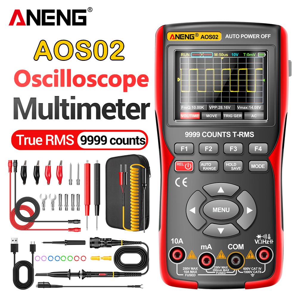 ANENG AOS02 Digital Oscilloscope Transistor Test Multimeter 48MS/s Sampling Rate 10MHZ Analog Bandwidth Support Waveform Storage Portable Tester Tools