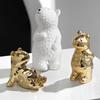 Nordic Creative Light Luxury Electroplated Ceramic Bear Ornaments Animal Living Room Children's Room Desktop Home Soft Decorations
